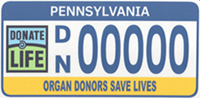 Click here to find out about how to order an organ donor license plate in PA and NJ